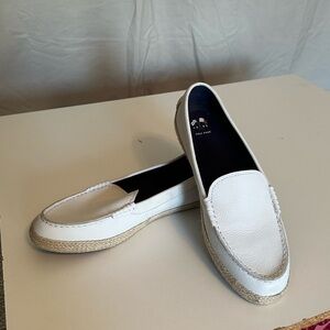 Cole Haan Leather Loafers White espadrille slip-on boat shoe 10.5 flats slide-on